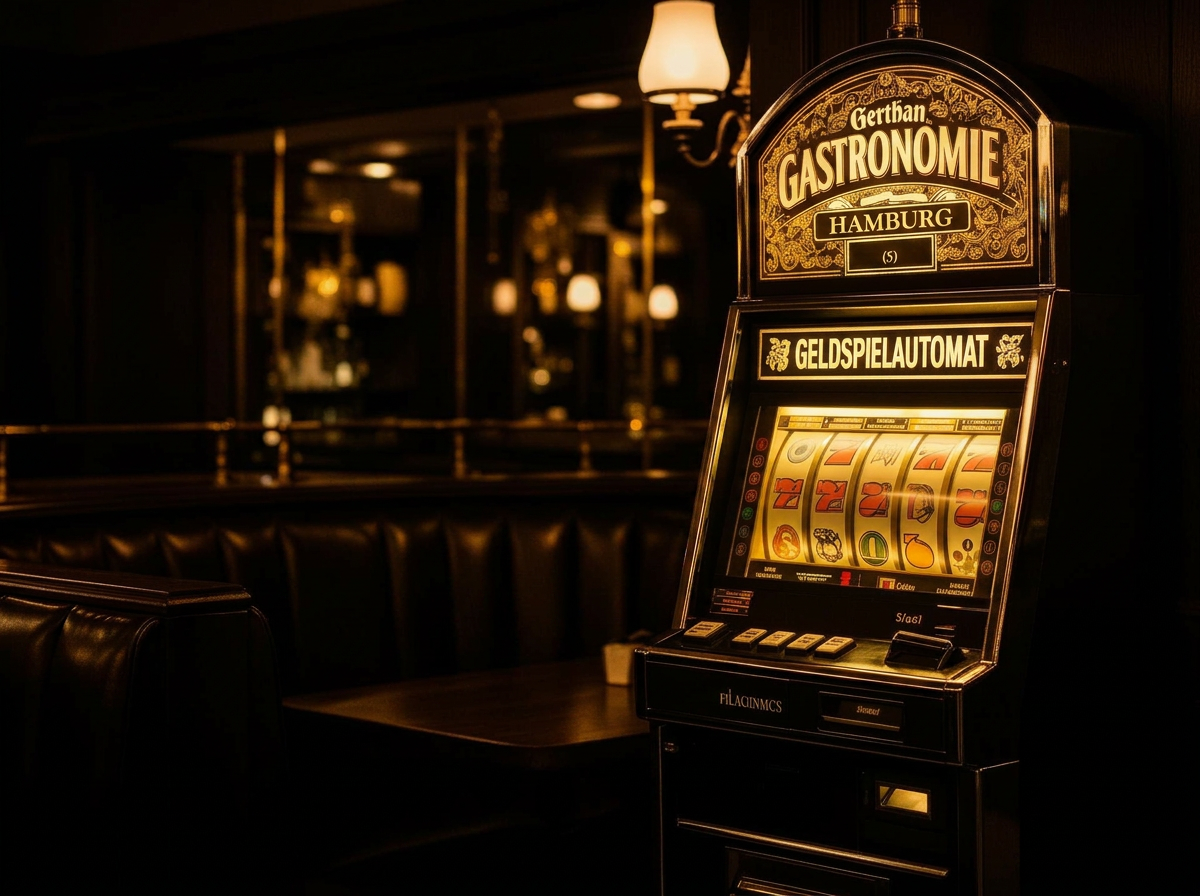 Eleganter Geldspielautomat in stilvoller Gastronomie